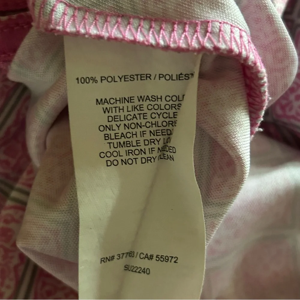 PGA Tour Women’s Zip Polo Shirt Golf Active Pink White Geometric Size‎ Large